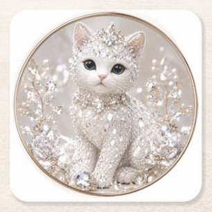 Atemberaubende Diamond Princess Katze Luxusartik Rechteckiger Pappuntersetzer
