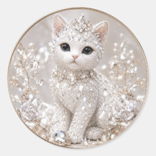 Atemberaubende Diamond Princess Katze Luxusartik Runder Aufkleber