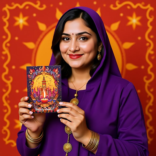 Atemberaubende Diwali-Postkarte Postkarte (Stunning Diwali postcard, customizable front and back)