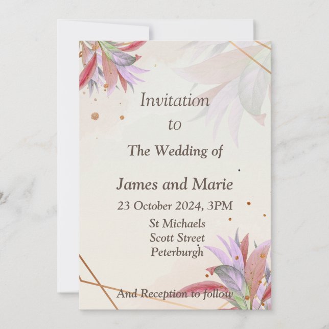 Atemberaubende Einladung zur Hochzeit, Herbst-Blät (Vorderseite)