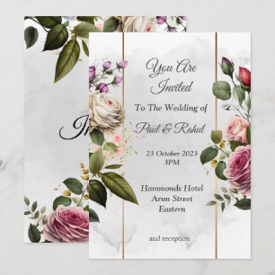 Atemberaubende Einladung zur Hochzeit, rosa-weiße 