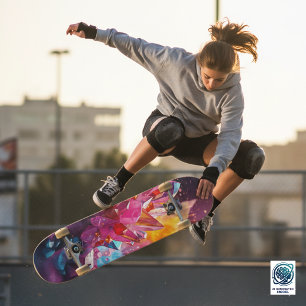 Atemberaubende Explosion von Farbschaumkristallen Skateboard