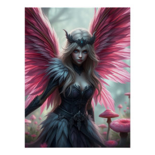 Atemberaubende Feathered Pink Fairy Art Poster