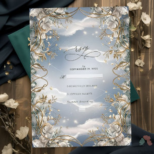 Atemberaubende Florals mit goldener Hochzeit RSVP Karte