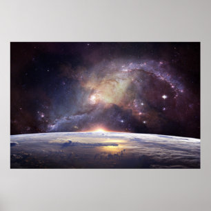Atemberaubende Galaxie und Erde Poster
