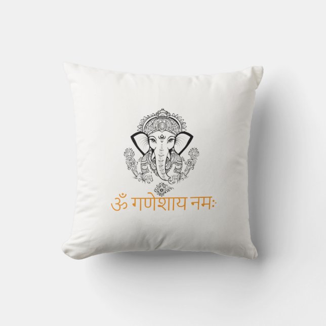 Atemberaubende Ganesh Ji Print Designs mit göttlic Kissen (Vorderseite)