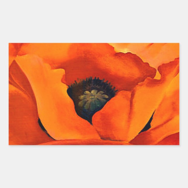 Atemberaubende Georgia O'Keefe Red Poppy Blume Rechteckiger Aufkleber (Vorderseite)