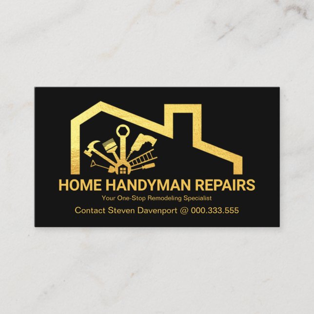 Atemberaubende Gold Rooftop Handytools Visitenkarte (Vorderseite)