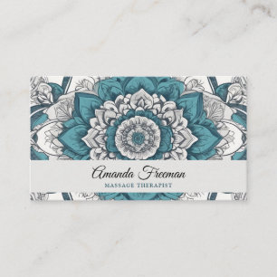 Atemberaubende Graue und Aquamarine Mandala Massag Visitenkarte