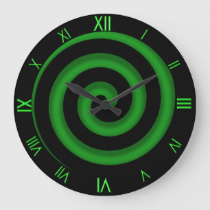 Atemberaubende grüne und schwarze Spiralwand Große Wanduhr