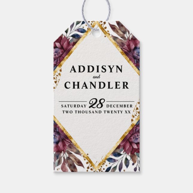 Atemberaubende Hochzeit von Jewel Toned Peony Geschenkanhänger (Vorderseite)