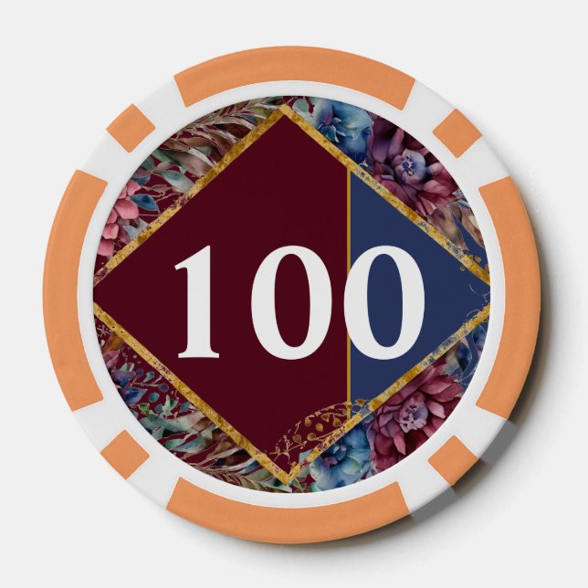 Atemberaubende Hochzeit von Jewel Toned Peony Pokerchips (Rückseite)