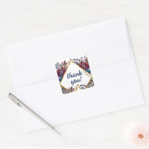 Atemberaubende Hochzeit von Jewel Toned Peony Quadratischer Aufkleber