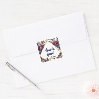 Atemberaubende Hochzeit von Jewel Toned Peony Quadratischer Aufkleber