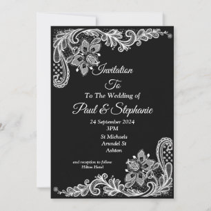 Atemberaubende Hochzeitseinladung, schwarz-weiße L Einladung