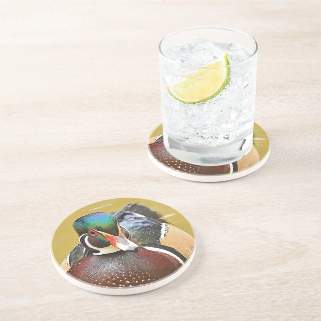 Atemberaubende Holzente im Teich Getränkeuntersetzer (Seite)