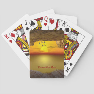 Atemberaubende Illustration der Meeresbucht und de Spielkarten