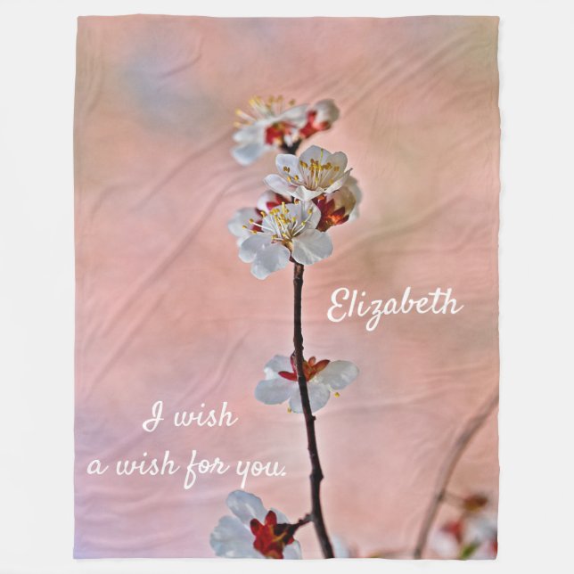 Atemberaubende japanische Apricot-Blume Fleecedecke (Vorderseite)