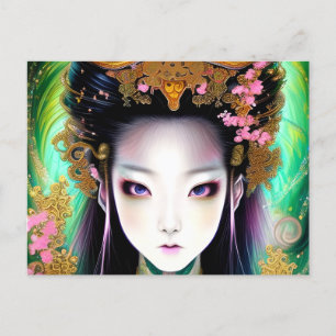 Atemberaubende japanische Girl Gothic-Fantasie Postkarte