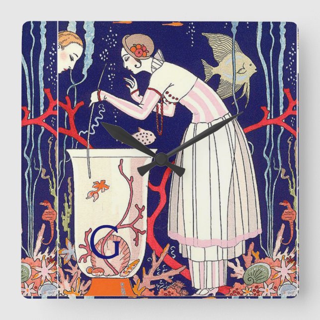 ATEMBERAUBENDE KLEINE FISCHE, QUADRATISCHE WANDUHR (Vorderseite)