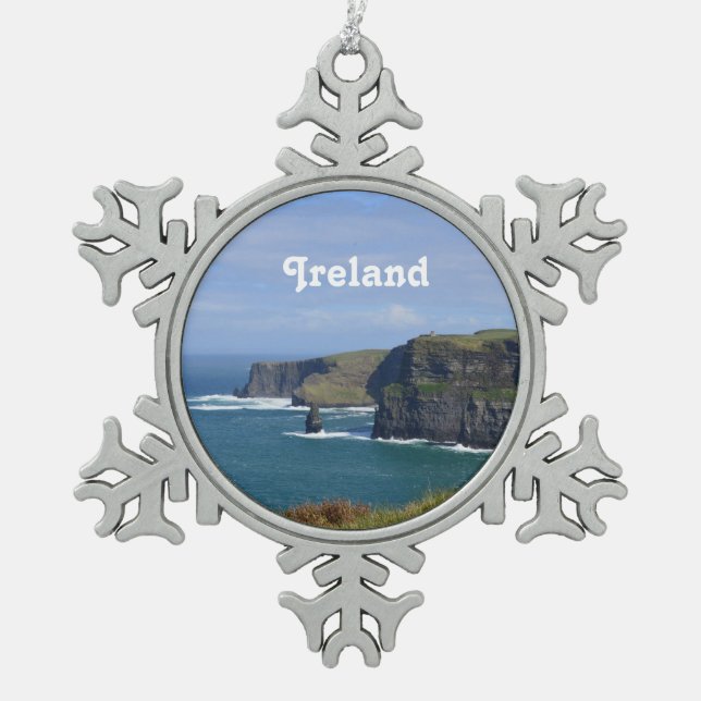Atemberaubende Klippen von Moher Schneeflocken Zinn-Ornament (Vorderseite)