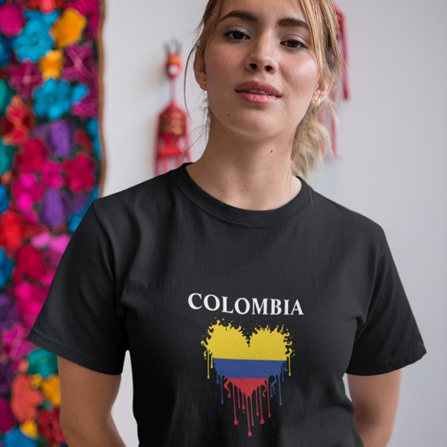 Atemberaubende Kolumbien-Tropfenflagge T-Shirt (colombia flag love woman t shirt)