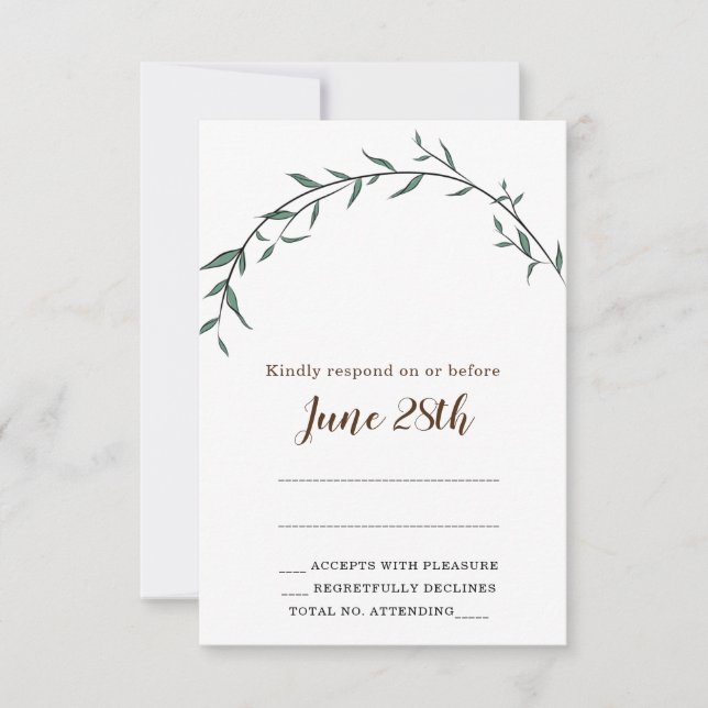 Atemberaubende leaf jüdische Rsvp Card & Umschlag Karte (Vorderseite)