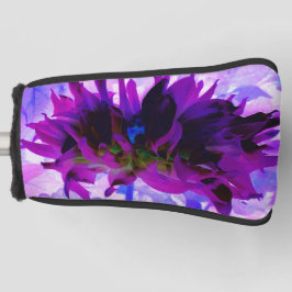 Atemberaubende Lila und schwarze Kaktus Dahlia Golf Headcover