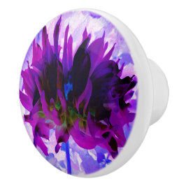 Atemberaubende Lila und schwarze Kaktus Dahlia Keramikknauf