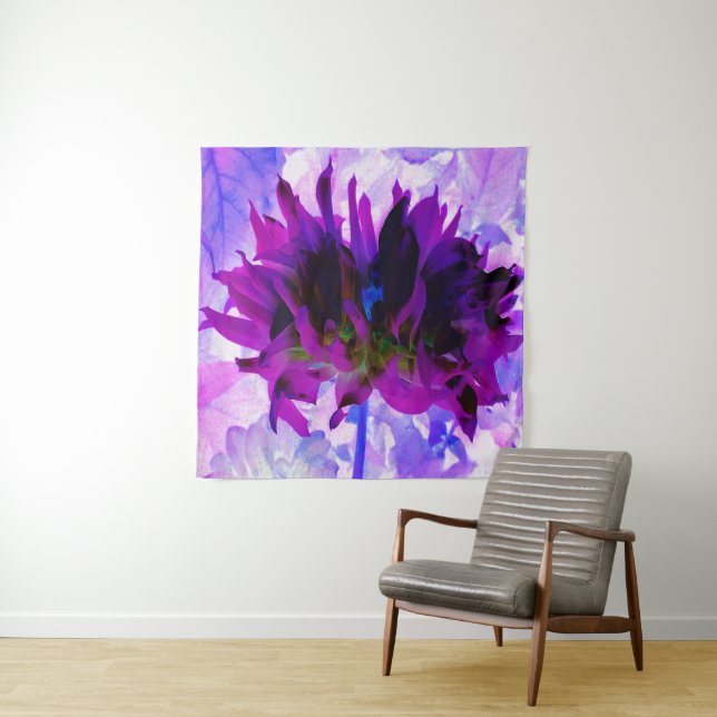 Atemberaubende Lila und schwarze Kaktus Dahlia Wandteppich (Beispiel)