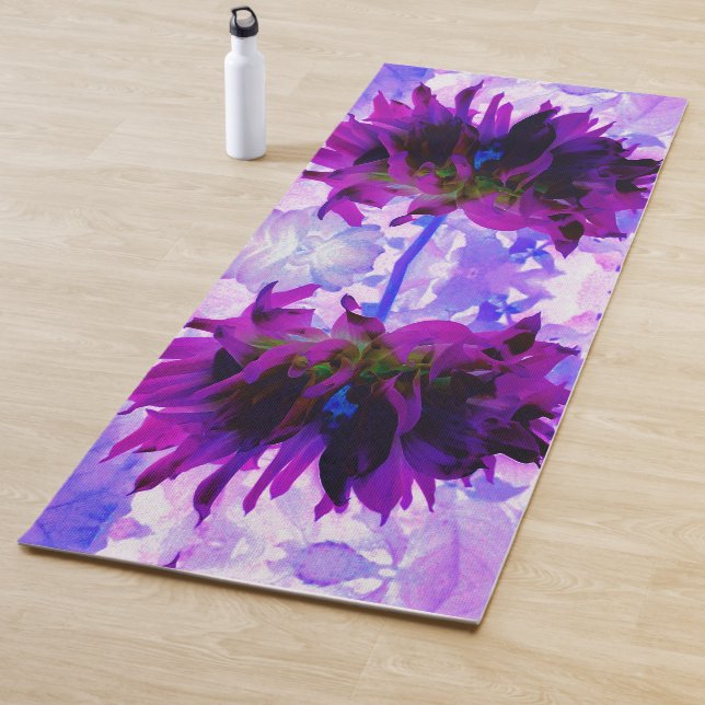 Atemberaubende Lila und schwarze Kaktus Dahlia Yogamatte (Beispiel)
