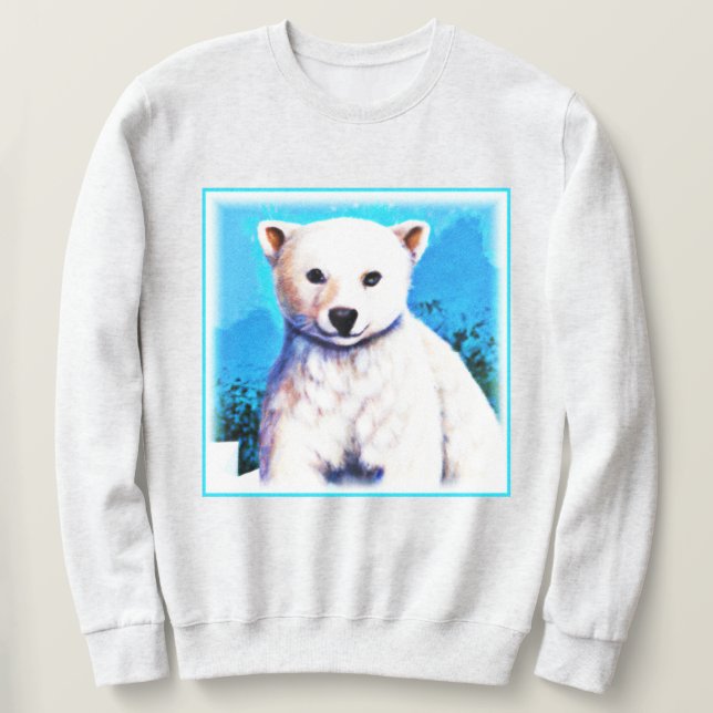 Atemberaubende Malerei eines Eisbärenkubs. Jetzt k Sweatshirt (Design vorne)