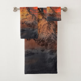 Atemberaubende matterhornrote Himmelslandschaft Badhandtuch Set