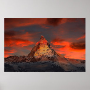 Atemberaubende matterhornrote Himmelslandschaft Poster