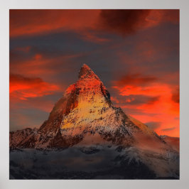 Atemberaubende matterhornrote Himmelslandschaft Poster