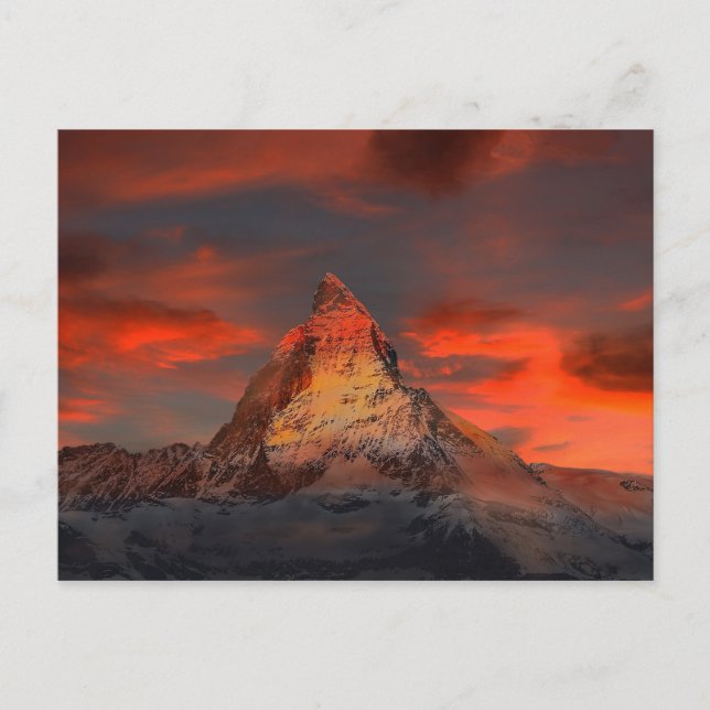 Atemberaubende matterhornrote Himmelslandschaft Postkarte (Vorderseite)