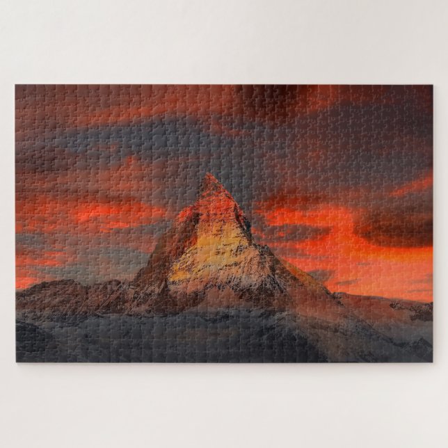 Atemberaubende matterhornrote Himmelslandschaft Puzzle (Horizontal)
