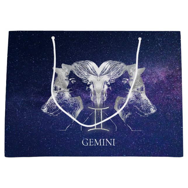 Atemberaubende Milchstraße Sky Gemini Zodiac Sign Große Geschenktüte (Vorderseite)