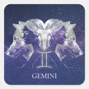 Atemberaubende Milchstraße Sky Gemini Zodiac Sign Quadratischer Aufkleber