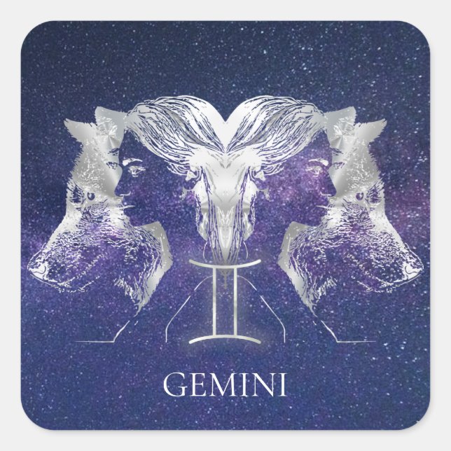 Atemberaubende Milchstraße Sky Gemini Zodiac Sign Quadratischer Aufkleber (Vorderseite)