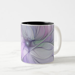 Atemberaubende moderne abstrakte fraktale Blumenku Zweifarbige Tasse