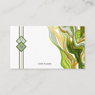 Atemberaubende, moderne grüne Goldmonogramm Visitenkarte