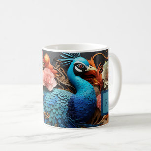 Atemberaubende Monogram Peacock-Tasse Kaffeetasse