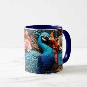 Atemberaubende Monogram Peacock-Tasse Tasse