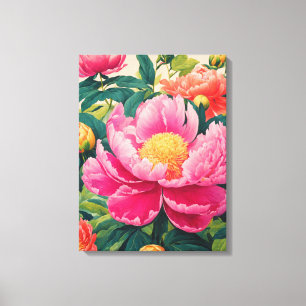 Atemberaubende Nah-up-Rosa-Peony-Malerei Leinwanddruck