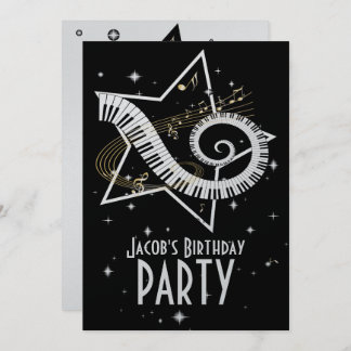 Atemberaubende Noten aus Silber und Schwarz Einladung