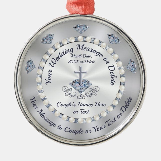 Atemberaubende Personalisierte, Christliche Hochze Ornament Aus Metall (Vorne)