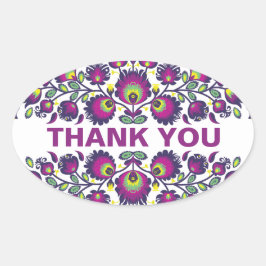 🤩 💜 Atemberaubende polnische Folk Wycinanki Ovaler Aufkleber
