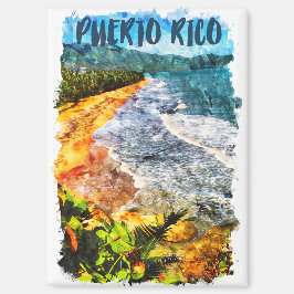Atemberaubende Puerto Rico Wasserfarben Strand Lan Magnet