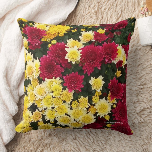Atemberaubende Red Gold Herbst Chrysanthema Blume Kissen (Decke)